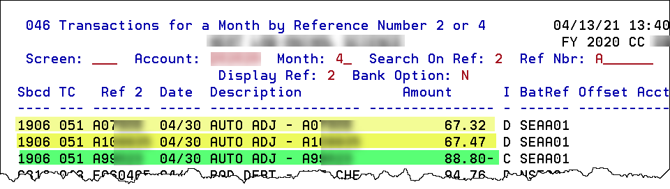 Screen 046 - Encumbrance Transactions
