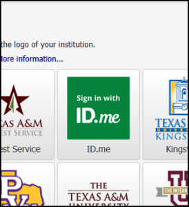 Screen capture of ID.me logo on the SSO logon webpage