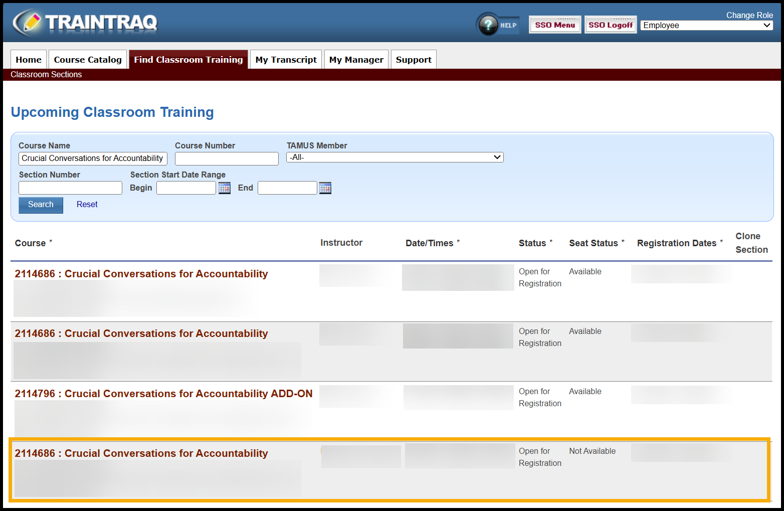 Seat Status is labeled Not Available when there is a waitlist.