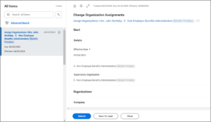 Inbox action items displayed with Confirm New or Rehire worker Record for Non-Employee Benefits Only