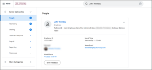 Search the employee's name in search bar by the people category