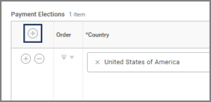 The Add Payment Election button