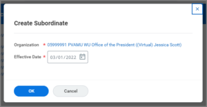 create subordinate page with the effective date field filled out