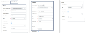 The Contact Information tab displaying the phone, address, and email sections