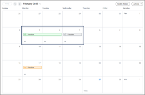 Manage Absence calendar with edited absence request highlighted