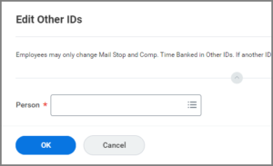 The Edit Other IDs Window displaying the person field