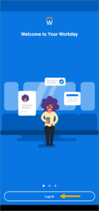 Log in page for the Workday Mobile App