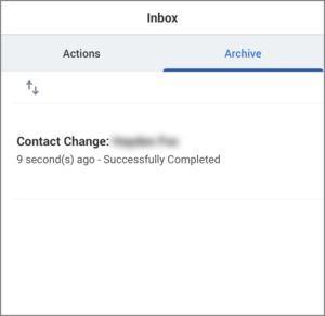 The inbox with the archive tab selected and an example message displaying