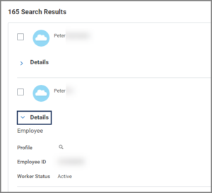 Search Results displayed with the details drop down highlighted.