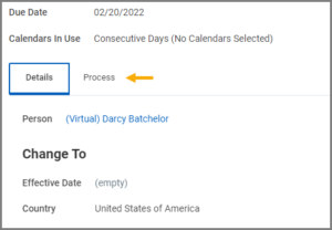 Display showing the Process tab of a specific business process. 