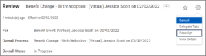 Sample inbox task with the gear icon selected and Reassign highlighted.