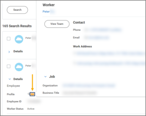 The details section displayed with the worker's related actions icon selected.