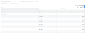 The My Save For Summer Balance report page showing example data in the payment date and amount columns