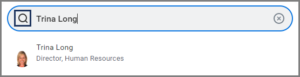 The Search bar with an example name entered