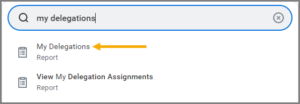 The search bar with My Delegations entered