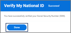 What shows when a SSN is successfully entered