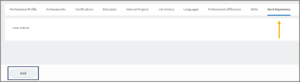 Work experience tab and the add button