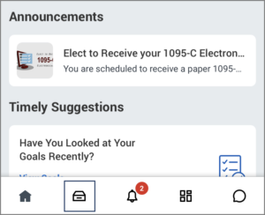 The Workday Home Page with the inbox highlighted at the bottom of the screen