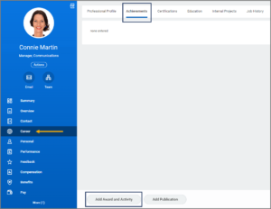 Worker profile with achievements tab highlighted