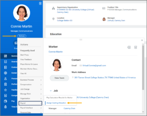 Navigating to Assign Costing Allocation from the Worker Profile