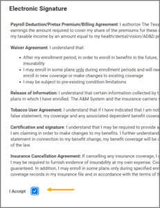 electronic signature screen with I Agree highlighted
