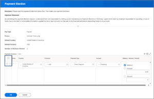 Edit payment elections page with a box around the plus icon