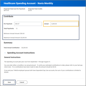 Healthcare Spending Account contribution