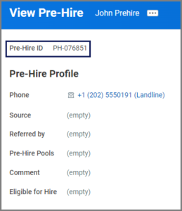 The View Pre-Hire page for the canceled pre-hire.