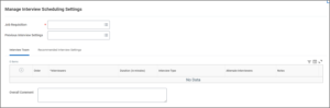 The Manage Interview Scheduling Settings page displays.