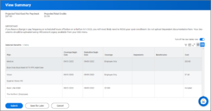 benefit elections summary page