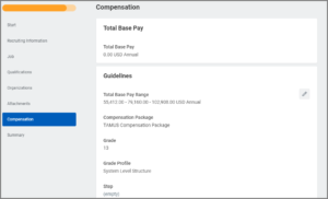 The Compensation Section displayed.