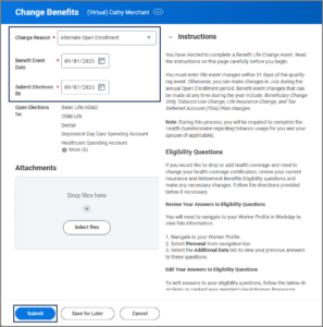Highlighted change benefit fields