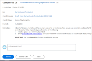 The To Do page for the Transfer EGWP task.