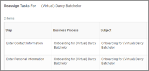 The list of tasks for the selected user that can be reassigned. 