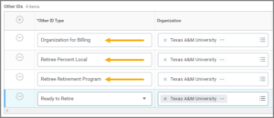 the three other ids selected added to the edit other ids table