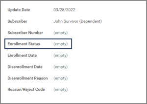 The EGWP screen emphasizing the enrollment status section