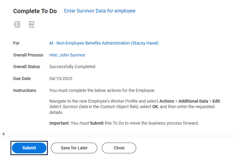 box around submit on enter survivor data to do
