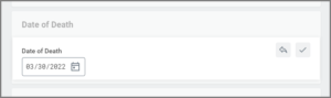 The Date of Death section showing the date of death field