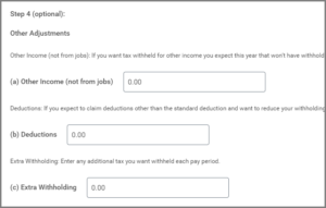 Other Adjustments, including other income not from jobs, deductions and extra withholdings