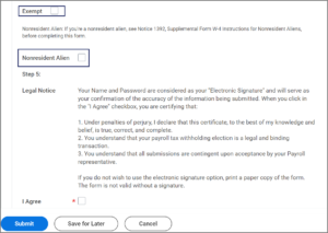 the Exempt and Nonresident Alien check boxes highlighted for emphasis