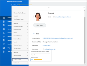 A worker profile page showing how to navigate to edit additional data