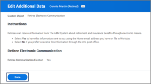The edit additional data page highlighting the done button