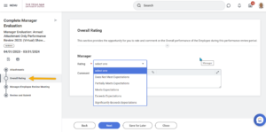 Select rating for performance