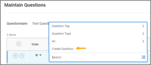 Prompt screen with create question link highlighted.