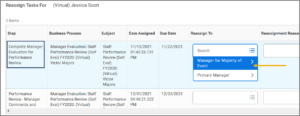 manager for majority of event is highlighted