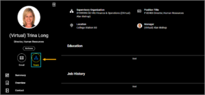 An example worker profile. The team button is given keyboard focus to display what it looks like.