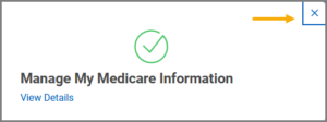 confirmation pop-up message with pointer to close window