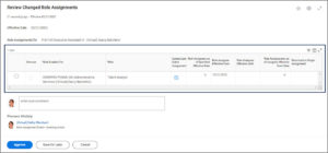 summary of review changed role assignments screen