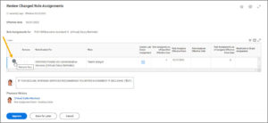 summary of review changed role assignments screen with minus sign (to remove a role assignment) highlighted