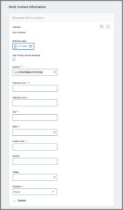 The alternate work location address section is to record the address for your remote work location. 